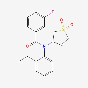 molecular formula C19H18FNO3S B2738579 N-(1,1-dioxido-2,3-dihydrothiophen-3-yl)-N-(2-ethylphenyl)-3-fluorobenzamide CAS No. 863443-99-6