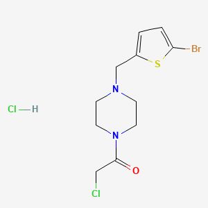 molecular formula C11H15BrCl2N2OS B2738583 1-{4-[(5-Bromothiophen-2-yl)methyl]piperazin-1-yl}-2-chloroethan-1-one hydrochloride CAS No. 1052544-19-0