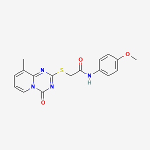 molecular formula C17H16N4O3S B2738585 N-(4-methoxyphenyl)-2-({9-methyl-4-oxo-4H-pyrido[1,2-a][1,3,5]triazin-2-yl}sulfanyl)acetamide CAS No. 896340-39-9