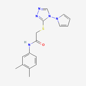 molecular formula C16H17N5OS B2738621 N-(3,4-dimethylphenyl)-2-{[4-(1H-pyrrol-1-yl)-4H-1,2,4-triazol-3-yl]sulfanyl}acetamide CAS No. 877814-30-7