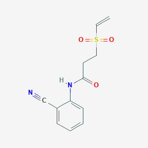 molecular formula C12H12N2O3S B2738635 N-(2-Cyanophenyl)-3-ethenylsulfonylpropanamide CAS No. 2194215-56-8