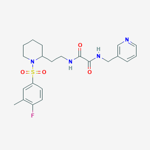 molecular formula C22H27FN4O4S B2738660 N-{2-[1-(4-fluoro-3-methylbenzenesulfonyl)piperidin-2-yl]ethyl}-N'-[(pyridin-3-yl)methyl]ethanediamide CAS No. 898406-87-6