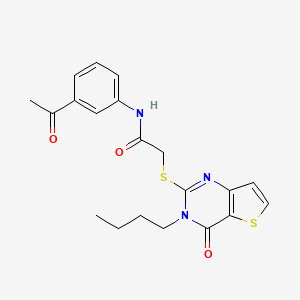 molecular formula C20H21N3O3S2 B2738661 N-(3-acetylphenyl)-2-({3-butyl-4-oxo-3H,4H-thieno[3,2-d]pyrimidin-2-yl}sulfanyl)acetamide CAS No. 1252923-87-7