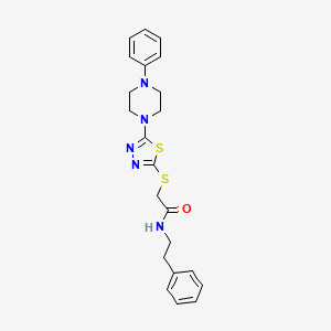 molecular formula C22H25N5OS2 B2738684 N-(2-phenylethyl)-2-{[5-(4-phenylpiperazin-1-yl)-1,3,4-thiadiazol-2-yl]sulfanyl}acetamide CAS No. 1105198-65-9