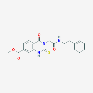 molecular formula C20H23N3O4S B2738690 methyl 3-({[2-(cyclohex-1-en-1-yl)ethyl]carbamoyl}methyl)-4-oxo-2-sulfanylidene-1,2,3,4-tetrahydroquinazoline-7-carboxylate CAS No. 946216-01-9