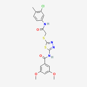 molecular formula C20H19ClN4O4S2 B2738737 N-(5-((2-((3-chloro-4-methylphenyl)amino)-2-oxoethyl)thio)-1,3,4-thiadiazol-2-yl)-3,5-dimethoxybenzamide CAS No. 868976-55-0