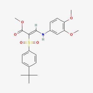 molecular formula C22H27NO6S B2738750 methyl (2Z)-2-[(4-tert-butylphenyl)sulfonyl]-3-[(3,4-dimethoxyphenyl)amino]acrylate CAS No. 1993481-42-7