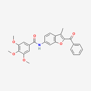 molecular formula C26H23NO6 B2738787 N-(2-benzoyl-3-methyl-1-benzofuran-6-yl)-3,4,5-trimethoxybenzamide CAS No. 920470-66-2