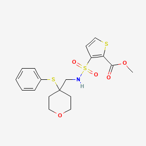 molecular formula C18H21NO5S3 B2738830 methyl 3-({[4-(phenylsulfanyl)oxan-4-yl]methyl}sulfamoyl)thiophene-2-carboxylate CAS No. 1797223-72-3
