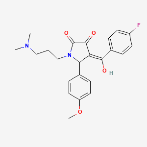 molecular formula C23H25FN2O4 B2738833 1-(3-(dimethylamino)propyl)-4-(4-fluorobenzoyl)-3-hydroxy-5-(4-methoxyphenyl)-1H-pyrrol-2(5H)-one CAS No. 380880-78-4