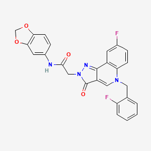 molecular formula C26H18F2N4O4 B2738859 N-(2H-1,3-benzodioxol-5-yl)-2-{8-fluoro-5-[(2-fluorophenyl)methyl]-3-oxo-2H,3H,5H-pyrazolo[4,3-c]quinolin-2-yl}acetamide CAS No. 931737-63-2