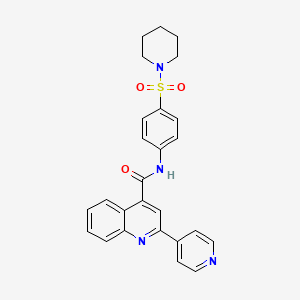 molecular formula C26H24N4O3S B2738882 N-[4-(PIPERIDINE-1-SULFONYL)PHENYL]-2-(PYRIDIN-4-YL)QUINOLINE-4-CARBOXAMIDE CAS No. 879920-91-9