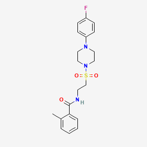 molecular formula C20H24FN3O3S B2738916 N-(2-((4-(4-fluorophenyl)piperazin-1-yl)sulfonyl)ethyl)-2-methylbenzamide CAS No. 897618-55-2