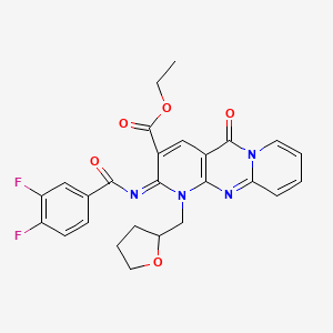 molecular formula C26H22F2N4O5 B2738974 ethyl 6-(3,4-difluorobenzoyl)imino-2-oxo-7-(oxolan-2-ylmethyl)-1,7,9-triazatricyclo[8.4.0.03,8]tetradeca-3(8),4,9,11,13-pentaene-5-carboxylate CAS No. 685860-35-9