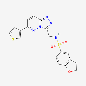 molecular formula C18H15N5O3S2 B2739009 N-((6-(thiophen-3-yl)-[1,2,4]triazolo[4,3-b]pyridazin-3-yl)methyl)-2,3-dihydrobenzofuran-5-sulfonamide CAS No. 1903419-15-7
