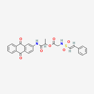 [1-[(9,10-dioxoanthracen-2-yl)amino]-1-oxopropan-2-yl] 2-[[(E)-2-phenylethenyl]sulfonylamino]acetate