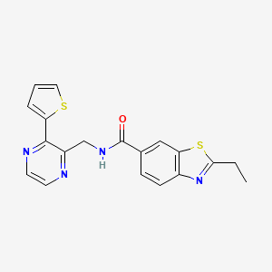 2-ethyl-N-((3-(thiophen-2-yl)pyrazin-2-yl)methyl)benzo[d]thiazole-6-carboxamide