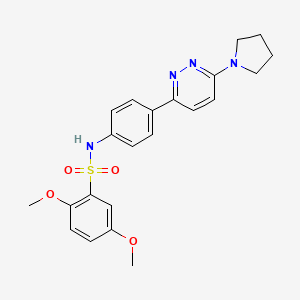 molecular formula C22H24N4O4S B2739057 2,5-dimethoxy-N-{4-[6-(pyrrolidin-1-yl)pyridazin-3-yl]phenyl}benzene-1-sulfonamide CAS No. 1172294-54-0