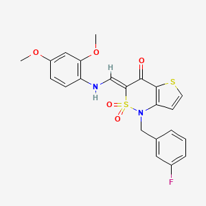 (3Z)-3-{[(2,4-dimethoxyphenyl)amino]methylene}-1-(3-fluorobenzyl)-1H-thieno[3,2-c][1,2]thiazin-4(3H)-one 2,2-dioxide