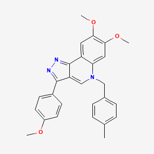 molecular formula C27H25N3O3 B2739071 7,8-dimethoxy-3-(4-methoxyphenyl)-5-[(4-methylphenyl)methyl]-5H-pyrazolo[4,3-c]quinoline CAS No. 866728-39-4