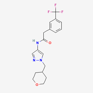 molecular formula C18H20F3N3O2 B2739080 N-{1-[(oxan-4-yl)methyl]-1H-pyrazol-4-yl}-2-[3-(trifluoromethyl)phenyl]acetamide CAS No. 1706081-01-7