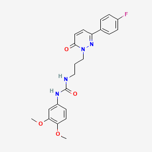 molecular formula C22H23FN4O4 B2739093 1-(3,4-dimethoxyphenyl)-3-(3-(3-(4-fluorophenyl)-6-oxopyridazin-1(6H)-yl)propyl)urea CAS No. 1058175-51-1