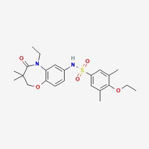 molecular formula C23H30N2O5S B2739094 4-ethoxy-N-(5-ethyl-3,3-dimethyl-4-oxo-2,3,4,5-tetrahydrobenzo[b][1,4]oxazepin-7-yl)-3,5-dimethylbenzenesulfonamide CAS No. 922024-16-6