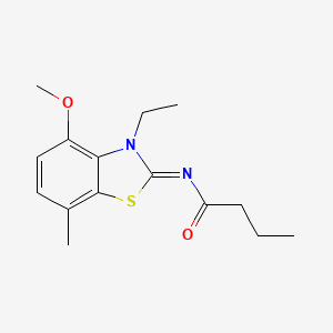 molecular formula C15H20N2O2S B2739099 N-[(2Z)-3-ethyl-4-methoxy-7-methyl-2,3-dihydro-1,3-benzothiazol-2-ylidene]butanamide CAS No. 868370-63-2