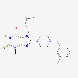 molecular formula C23H32N6O2 B2739106 3-Methyl-7-(3-methylbutyl)-8-[4-[(3-methylphenyl)methyl]piperazin-1-yl]purine-2,6-dione CAS No. 886905-91-5