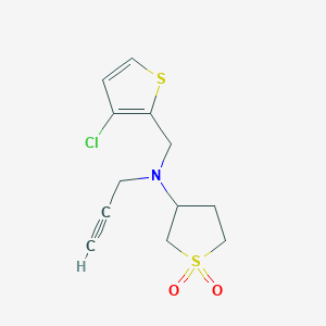 molecular formula C12H14ClNO2S2 B2739113 3-{[(3-Chlorothiophen-2-yl)methyl](prop-2-yn-1-yl)amino}-1lambda6-thiolane-1,1-dione CAS No. 1808697-11-1