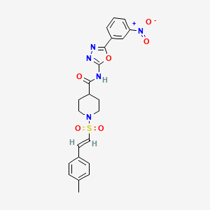1-[(E)-2-(4-methylphenyl)ethenyl]sulfonyl-N-[5-(3-nitrophenyl)-1,3,4-oxadiazol-2-yl]piperidine-4-carboxamide