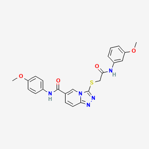 molecular formula C23H21N5O4S B2739183 N-(4-METHOXYPHENYL)-3-({[(3-METHOXYPHENYL)CARBAMOYL]METHYL}SULFANYL)-[1,2,4]TRIAZOLO[4,3-A]PYRIDINE-6-CARBOXAMIDE CAS No. 1105196-24-4