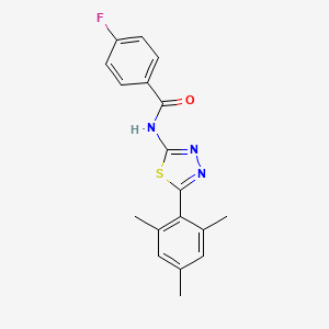 4-fluoro-N-[5-(2,4,6-trimethylphenyl)-1,3,4-thiadiazol-2-yl]benzamide