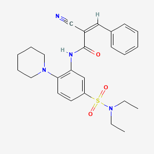 (Z)-2-Cyano-N-[5-(diethylsulfamoyl)-2-piperidin-1-ylphenyl]-3-phenylprop-2-enamide
