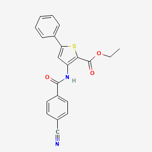 molecular formula C21H16N2O3S B2739296 Ethyl 3-(4-cyanobenzamido)-5-phenylthiophene-2-carboxylate CAS No. 391867-55-3