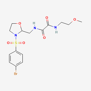 N1-((3-((4-bromophenyl)sulfonyl)oxazolidin-2-yl)methyl)-N2-(2-methoxyethyl)oxalamide