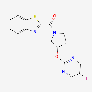 molecular formula C16H13FN4O2S B2739313 Benzo[d]thiazol-2-yl(3-((5-fluoropyrimidin-2-yl)oxy)pyrrolidin-1-yl)methanone CAS No. 2034296-00-7