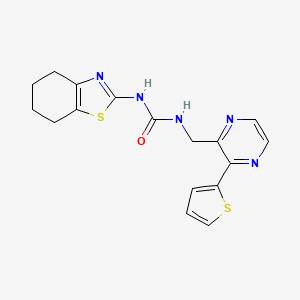 molecular formula C17H17N5OS2 B2739325 1-(4,5,6,7-Tetrahydrobenzo[d]thiazol-2-yl)-3-((3-(thiophen-2-yl)pyrazin-2-yl)methyl)urea CAS No. 2034366-55-5