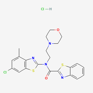 molecular formula C22H22Cl2N4O2S2 B2739348 N-(6-chloro-4-methylbenzo[d]thiazol-2-yl)-N-(2-morpholinoethyl)benzo[d]thiazole-2-carboxamide hydrochloride CAS No. 1327586-35-5