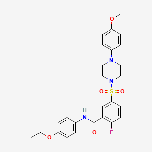 molecular formula C26H28FN3O5S B2739353 N-(4-ethoxyphenyl)-2-fluoro-5-{[4-(4-methoxyphenyl)piperazin-1-yl]sulfonyl}benzamide CAS No. 451484-05-2