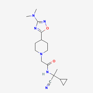 molecular formula C17H26N6O2 B2739359 N-(1-cyano-1-cyclopropylethyl)-2-{4-[3-(dimethylamino)-1,2,4-oxadiazol-5-yl]piperidin-1-yl}acetamide CAS No. 1808789-77-6