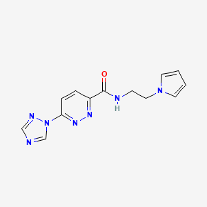 molecular formula C13H13N7O B2739363 N-(2-(1H-pyrrol-1-yl)ethyl)-6-(1H-1,2,4-triazol-1-yl)pyridazine-3-carboxamide CAS No. 2034355-38-7