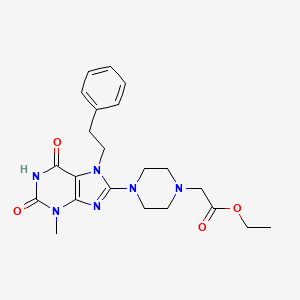 ethyl 2-(4-(3-methyl-2,6-dioxo-7-phenethyl-2,3,6,7-tetrahydro-1H-purin-8-yl)piperazin-1-yl)acetate