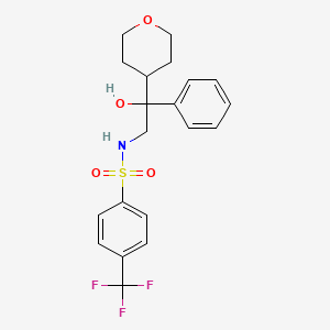 molecular formula C20H22F3NO4S B2739383 N-[2-hydroxy-2-(oxan-4-yl)-2-phenylethyl]-4-(trifluoromethyl)benzene-1-sulfonamide CAS No. 2034403-12-6