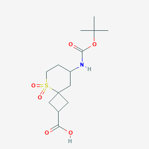molecular formula C14H23NO6S B2739393 8-[(2-methylpropan-2-yl)oxycarbonylamino]-5,5-dioxo-5λ6-thiaspiro[3.5]nonane-2-carboxylic acid CAS No. 2137592-24-4