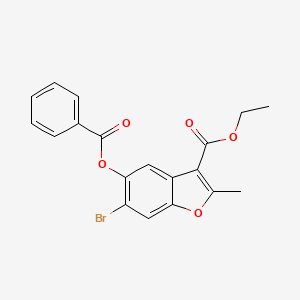 molecular formula C19H15BrO5 B2739396 Ethyl 5-(benzoyloxy)-6-bromo-2-methyl-1-benzofuran-3-carboxylate CAS No. 308295-54-7