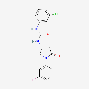 molecular formula C17H15ClFN3O2 B2739478 1-(3-Chlorophenyl)-3-[1-(3-fluorophenyl)-5-oxopyrrolidin-3-yl]urea CAS No. 894029-34-6