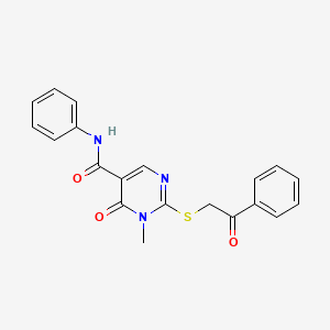 1-methyl-6-oxo-2-phenacylsulfanyl-N-phenylpyrimidine-5-carboxamide