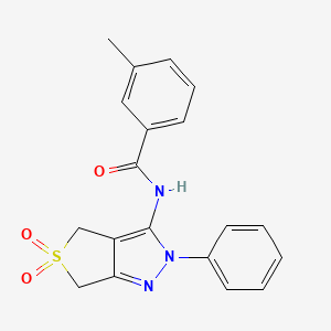 molecular formula C19H17N3O3S B2739503 N-(5,5-dioxido-2-phenyl-4,6-dihydro-2H-thieno[3,4-c]pyrazol-3-yl)-3-methylbenzamide CAS No. 681265-48-5