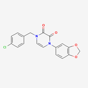 1-(1,3-Benzodioxol-5-yl)-4-[(4-chlorophenyl)methyl]pyrazine-2,3-dione